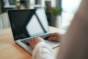 Business man working with laptop. Young business man thinking Concentrated at work. photo