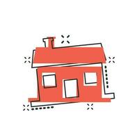 Vector cartoon house icon in comic style. Building sign illustration pictogram. House business splash effect concept.