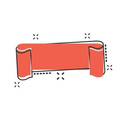 Vector cartoon empty ribbon icon in comic style. Blank sticker label sign illustration pictogram. Ribbon business splash effect concept.