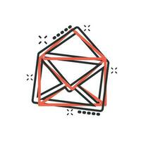 Vector cartoon mail envelope icon in comic style. Email sign illustration pictogram. Mail business splash effect concept.