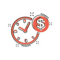 Vector cartoon business and finance management icon in comic style. Time is money concept illustration pictogram. Financial strategy business splash effect concept.