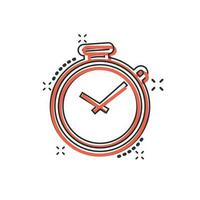 icono de temporizador de reloj de dibujos animados de vector en estilo cómico. pictograma de ilustración del concepto de alarma de tiempo. concepto de efecto de salpicadura de negocio de reloj cronómetro.