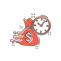 Vector cartoon business and finance management icon in comic style. Time is money concept illustration pictogram. Financial strategy business splash effect concept.