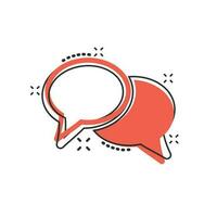 Vector cartoon speech bubble icon in comic style. Discussion dialog concept illustration pictogram. Talk bubble business splash effect concept.