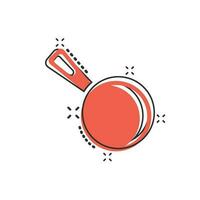 Vector cartoon frying pan icon in comic style. Cooking pan concept illustration pictogram. Skillet kitchen equipment business splash effect concept.