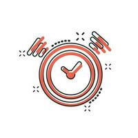 Vector cartoon clock timer icon in comic style. Time alarm concept illustration pictogram. Stopwatch clock business splash effect concept.