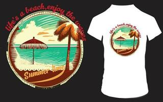 de la vida un playa, disfrutar el olas t camisa diseño vector