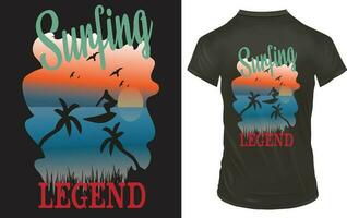 Surfing legend t shirt design vector