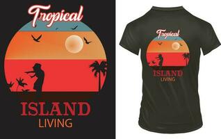 tropical isla vivo t camisa diseño vector