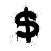 Spray painted graffiti currency in black over white. Drops of sprayed dollar icon. isolated on white background. vector illustration