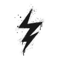 Spray painted graffiti Electric lightning flash, Lightning bolt in black over white. Drops of sprayed thunder bolt symbol. isolated on white background. vector illustration