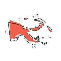 Vector cartoon Papua New Guinea map icon in comic style. Papua New Guinea sign illustration pictogram. Cartography map business splash effect concept.