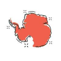 Vector cartoon Antarctica map icon in comic style. Antarctica sign illustration pictogram. Cartography map business splash effect concept.