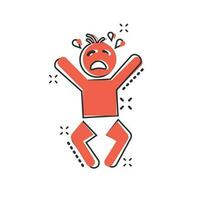 Vector cartoon crying baby icon in comic style. Anger emotions child sign illustration pictogram. Baby business splash effect concept.