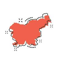 Vector cartoon Slovenia map icon in comic style. Slovenia sign illustration pictogram. Cartography map business splash effect concept.
