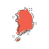 Vector cartoon South Korea map icon in comic style. South Korea sign illustration pictogram. Cartography map business splash effect concept.