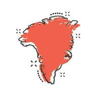 icono de mapa de Groenlandia de dibujos animados vectoriales en estilo cómico. Pictograma de ilustración de signo de Groenlandia. concepto de efecto de salpicadura de negocio de mapa de cartografía. vector