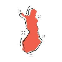 icono de mapa de Finlandia de dibujos animados vectoriales en estilo cómico. Pictograma de ilustración de signo de Finlandia. concepto de efecto de salpicadura de negocio de mapa de cartografía. vector