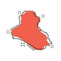 icono de mapa de Irak de dibujos animados vectoriales en estilo cómico. pictograma de ilustración de signo de irak. concepto de efecto de salpicadura de negocio de mapa de cartografía. vector