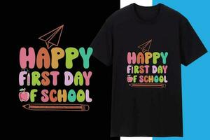 feliz primer día de escuela diseño de camiseta vector