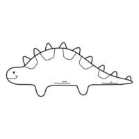 Cute Dinosaur in doodle style. Linear baby dino isolated on white background. Vector illustration.