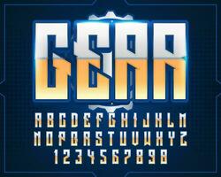 decorative silver gear text effect vector design