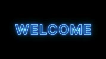 welcome text neon light animation in blue abd pink color video