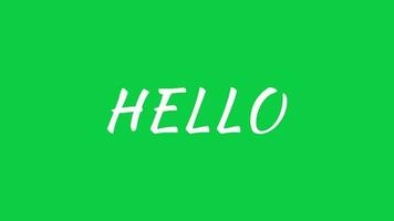 sencillo Hola texto animación en verde pantalla video