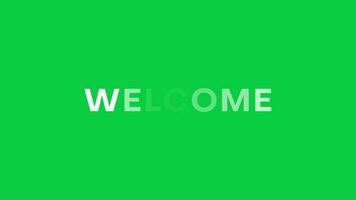sencillo Bienvenido texto animación en verde pantalla video