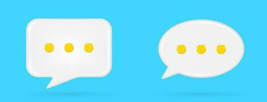 3d minimal white chat bubble icon on blue background. vector illustration