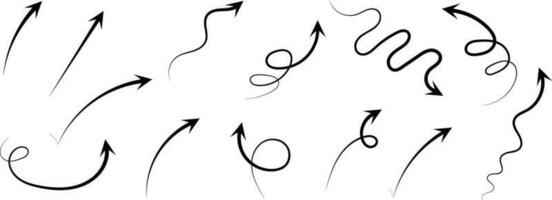 set of arrow curve vector,arrow direction line set vector