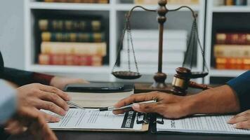 Customer service good cooperation, Consultation between a Businessman and Male lawyer or judge consult having team meeting with client, Law and Legal services concept. video