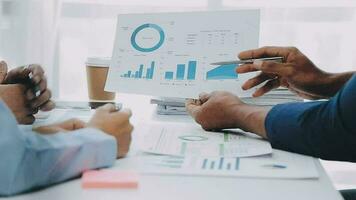 Close up of Business team analyzing income charts and graphs with modern laptop computer. Business analysis and strategy concept. video