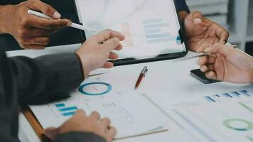 Close up of Business team analyzing income charts and graphs with modern laptop computer. Business analysis and strategy concept. video