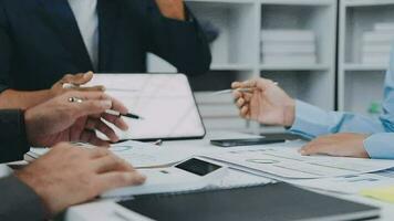 Close up of Business team analyzing income charts and graphs with modern laptop computer. Business analysis and strategy concept. video