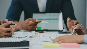Close up of Business team analyzing income charts and graphs with modern laptop computer. Business analysis and strategy concept. video