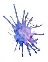 a blue watercolor blob on a white background, a drop with white splashes, sequins, a blue-pink spot photo