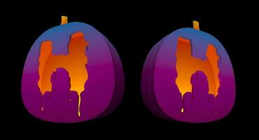 Halloween Pumpkins carved Alphabet glowing inside with clipping paths. photo