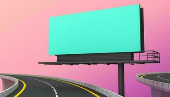 Blank billboard for outdoor advertising on colorful background. 3d rendering photo