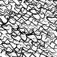 Seamless pattern with black hand drawn doodle wavy lines on white background. Abstract grunge texture. Vector illustration