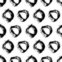 patrón sin costuras con forma de círculos de garabatos de pincel dibujado a mano de boceto negro sobre fondo blanco. textura grunge abstracta. ilustración vectorial vector