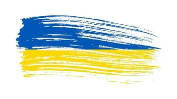 Ukrainian national flag in grunge style. Painted with a brush stroke flag of Ukraine. Vector illustration