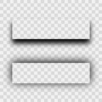 Dark realistic shadow. Set of two rectangles shadows  isolated on background. Vector illustration.