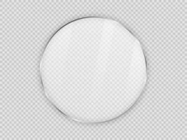 Glass plate in circle frame isolated on background. Vector illustration.