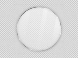 Glass plate in circle frame isolated on background. Vector illustration.