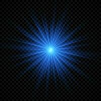 Light effect of lens flares. Blue glowing lights starburst effects with sparkles vector