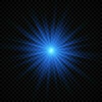 Light effect of lens flares. Blue glowing lights starburst effects with sparkles vector