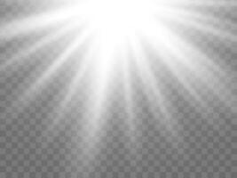 Sunlight on a background. Isolated white rays of light. Vector illustration