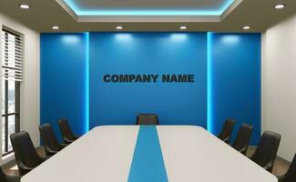 Meeting room for business, empty wall for company name, 3d rendering. photo