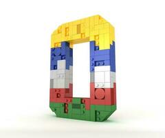 Alphabet Colorful block brick type Perspective font 3d Rendering on white background photo